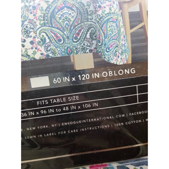 Oblong Paisley Tablecloth 60X120 100% Cotton Envogue Colorful Luxury Holiday - Picture 4 of 4
